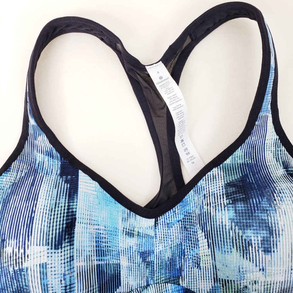 Lululemon Speed up Bra Padded Mesh Blue black sz 4 - Picture 3 of 8
